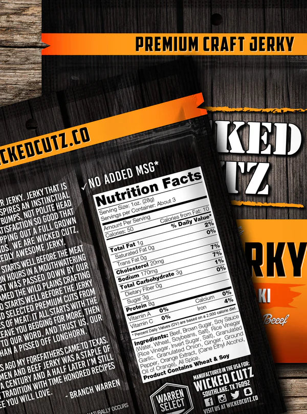 WICKED CUTZ BEEF JERKY-Orange Teriyaki