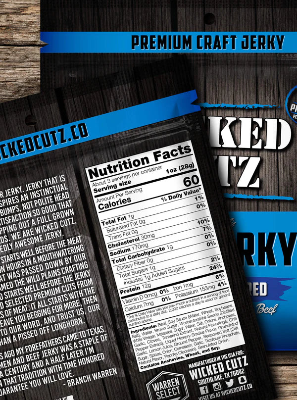 WICKED CUTZ BEEF JERKY-Original Peppered